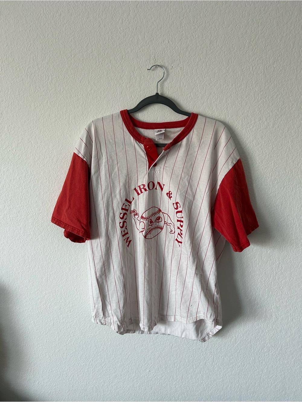 Vintage 90s Badger Sport Pinstripe Baseball Henley Jersey XL